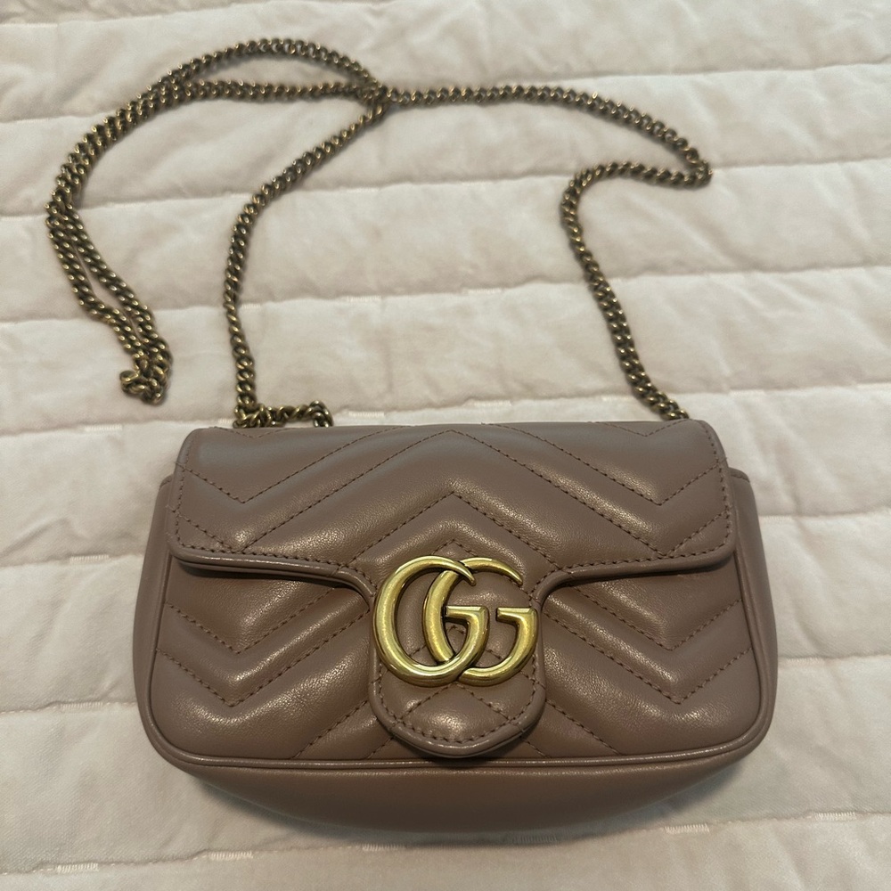 Gucci Brown Crossbody Bag with Chevron Pattern